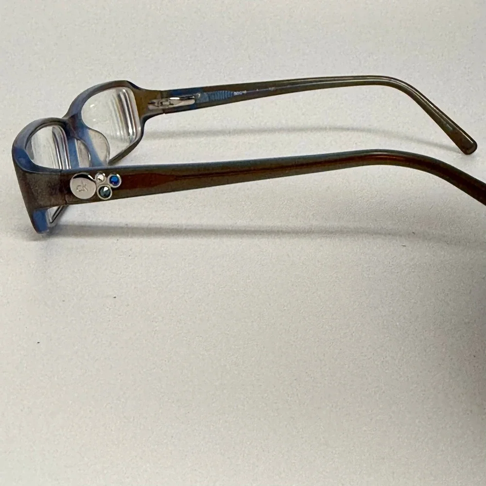 Calvin Klein CK 5572 200 Brown Blue‎ Rhinestone Eyeglasses Frames 50-16-130
